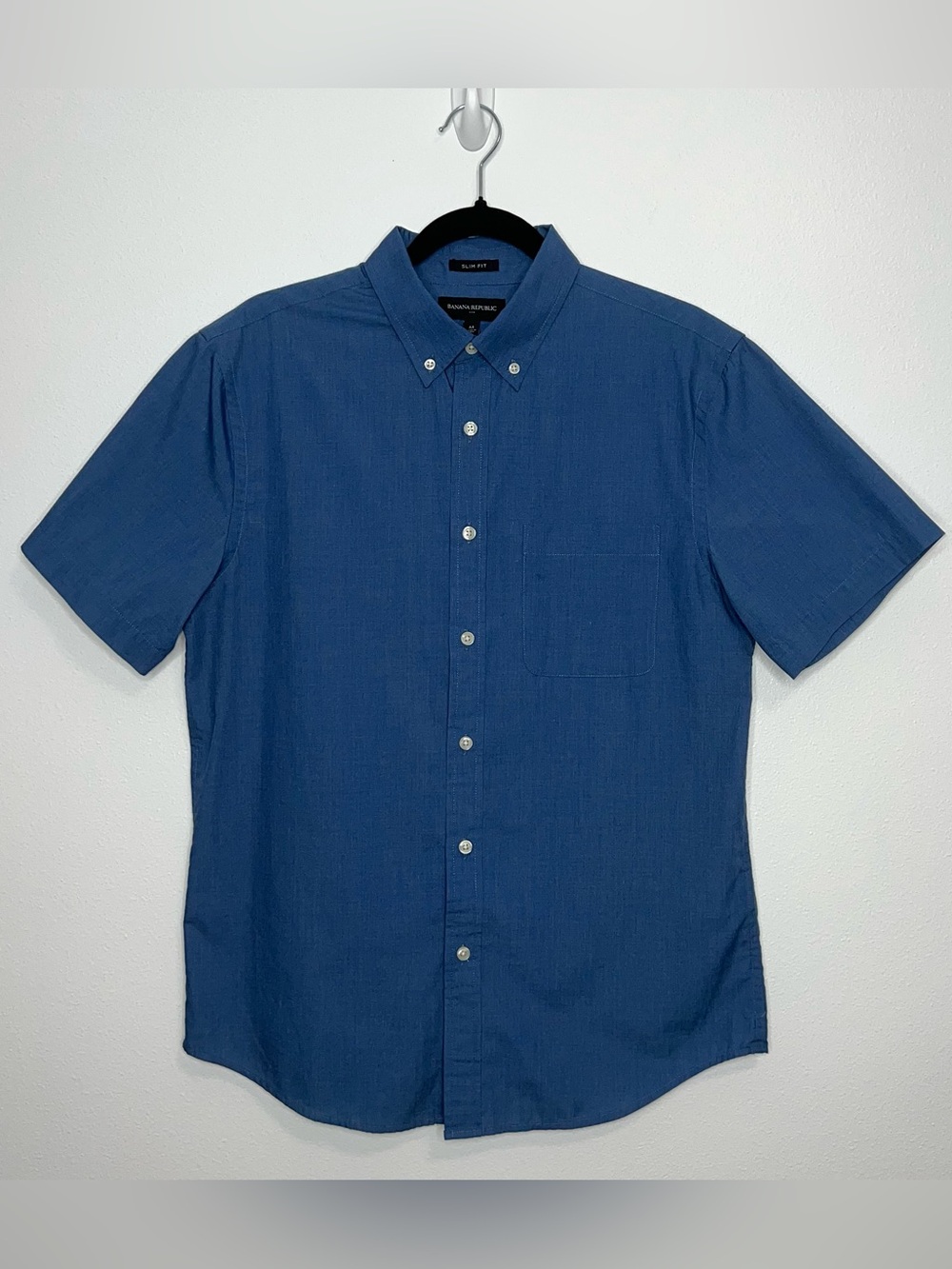 Banana Republic Slim Fit Eco Shirt Mens Blue Short Sleeve Button Down Medium